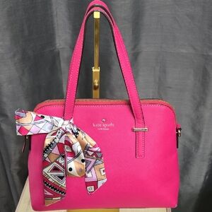 kate spade Hot Pink Saffiano Leather Shoulder Bag with Scarf